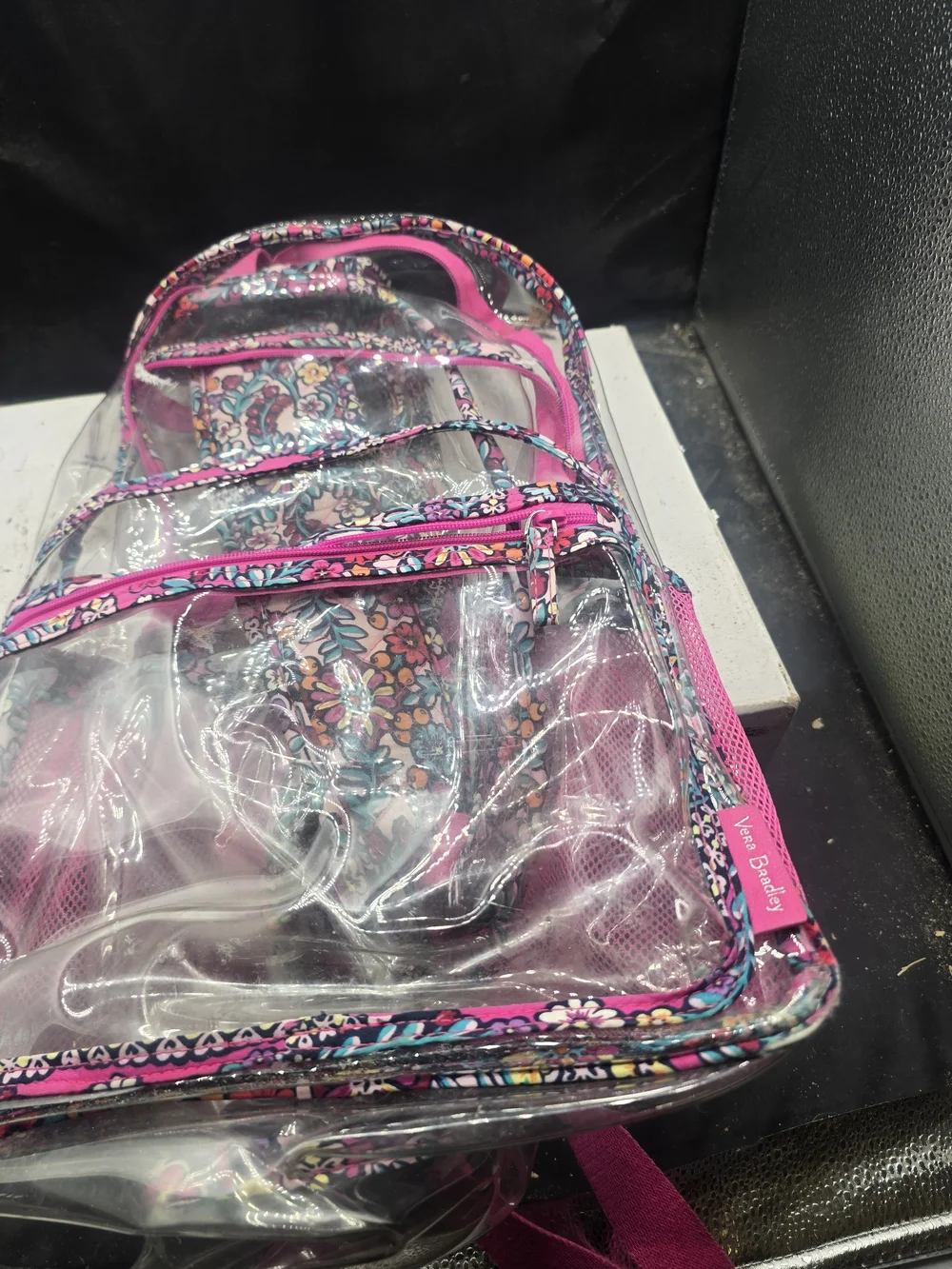 Vera Bradley Clear Backpack with Hot Pink Floral Trim